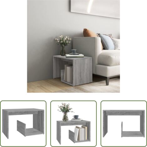 vidaXL Madera contrachapada -  Mesa auxiliar madera contrachapada gris Sonoma 59x36x38 cm
