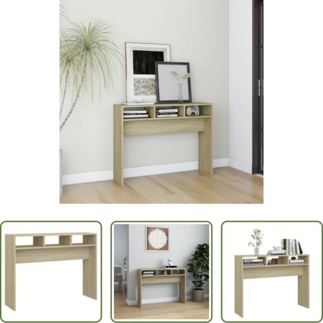 vidaXL Madera contrachapada -  Mesa consola madera contrachapada roble Sonoma 105x30x80 cm