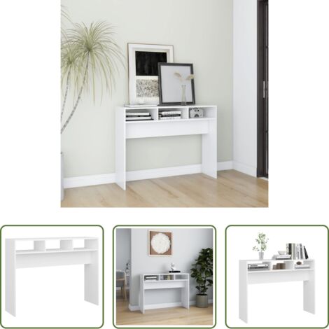 vidaXL Madera contrachapada -  Mesa consola madera de ingeniería blanco 105x30x80 cm