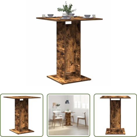 vidaXL Madera contrachapada -  Mesa de bistró madera contrachapada roble ahumado 60x60x75 cm