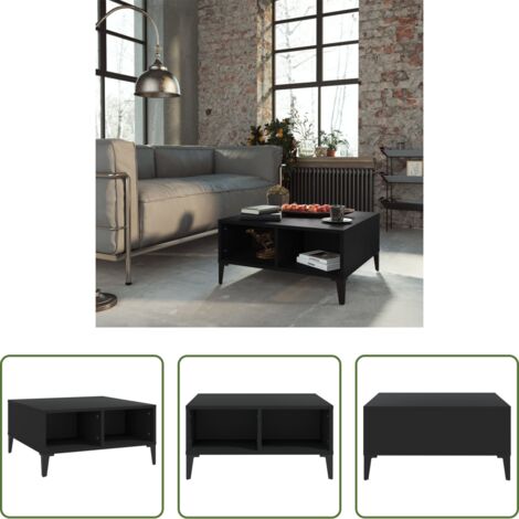 vidaXL Madera contrachapada -  Mesa de centro madera contrachapada negro 60x60x30 cm