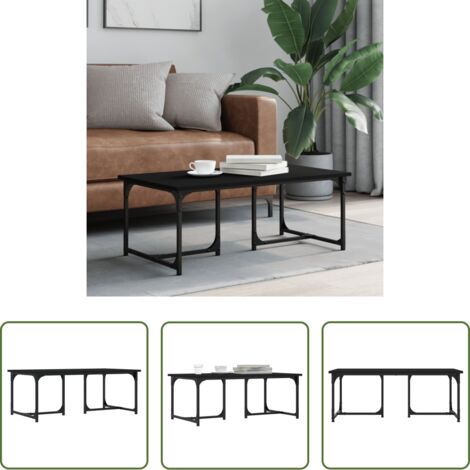vidaXL Madera contrachapada -  Mesa de centro madera contrachapada negro 90x50x35 cm