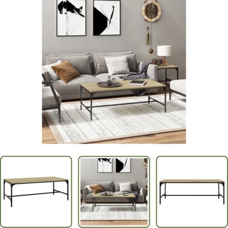 vidaXL Madera contrachapada -  Mesa de centro madera contrachapada roble Sonoma 100x50x35 cm