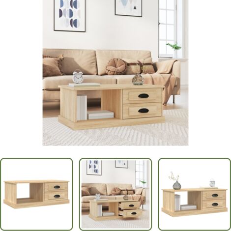 vidaXL Madera contrachapada -  Mesa de centro madera contrachapada roble Sonoma 90x50x35 cm