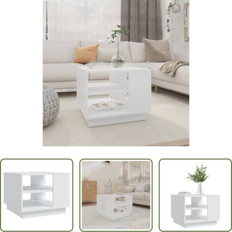 vidaXL Madera contrachapada -  Mesa de centro madera de ingeniería blanca 55x55x43 cm