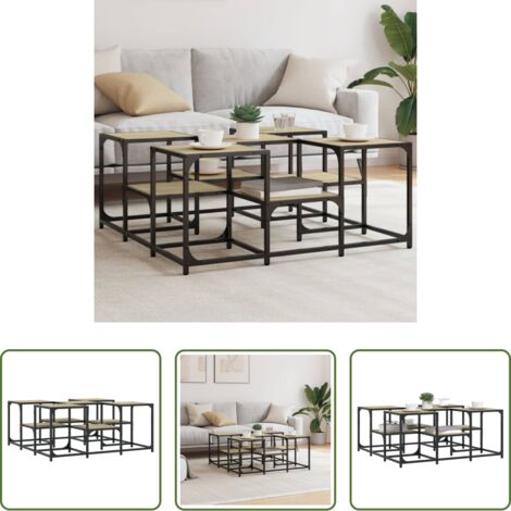 vidaXL Madera contrachapada -  Mesa de centro madera de ingeniería roble Sonoma 91x91x40 cm