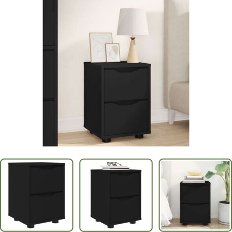 vidaXL Madera contrachapada -  Mesa de Noche Negro 30,5 x 30 x 43 cm Madera contrachapada