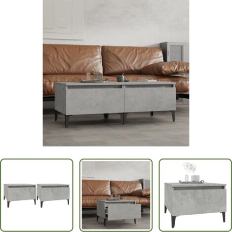 vidaXL Madera contrachapada -  Mesas auxiliares 2 uds contrachapada gris hormigón 50x46x35 cm