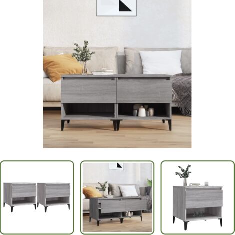 vidaXL Madera contrachapada -  Mesas auxiliares 2 uds contrachapada gris Sonoma 50x46x50 cm