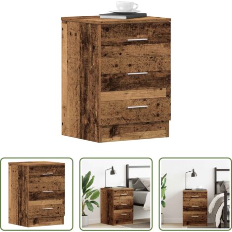 vidaXL Madera contrachapada -  Mesita de noche madera contrachapada madera vieja 38x35x55 cm