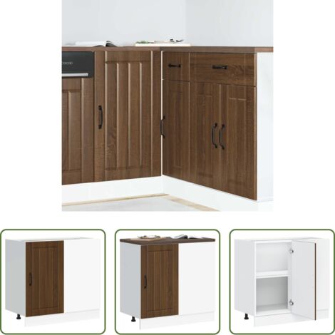 vidaXL Madera contrachapada -  Mueble bajo de cocina Lucca madera contrachapada roble marrón