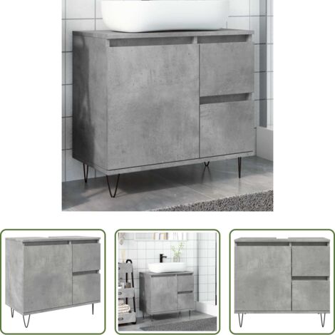 vidaXL Madera contrachapada -  Mueble de lavabo madera ingeniería gris hormigón 65x33x60 cm