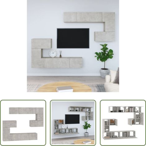 vidaXL Madera contrachapada -  Mueble de pared de TV madera contrachapada gris hormigón