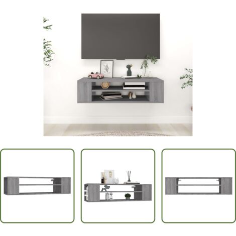 vidaXL Madera contrachapada -  Mueble de TV colgante madera contrachapada gris 100x30x26,5 cm