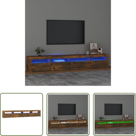 vidaXL Madera contrachapada -  Mueble de TV con luces LED color roble ahumado 240x35x40 cm