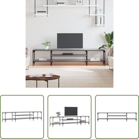 vidaXL Madera contrachapada -  Mueble TV madera ingeniería y hierro gris Sonoma 201x35x45 cm