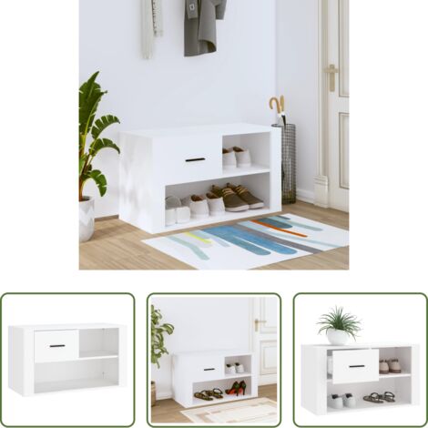 vidaXL Madera contrachapada -  Mueble zapatero madera contrachapada blanco 80x35x45 cm