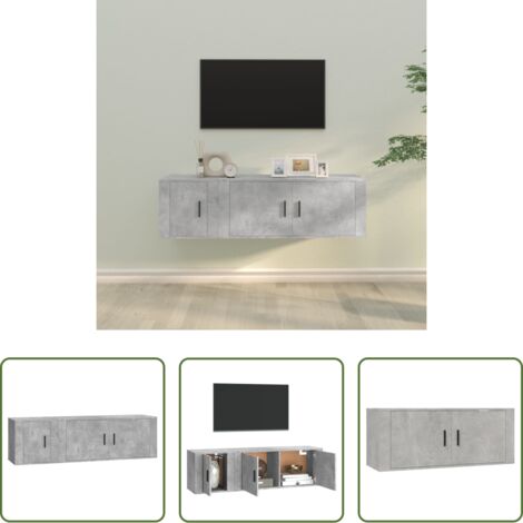 vidaXL Madera contrachapada -  Set de muebles de TV 2 pzas madera contrachapada gris hormigón