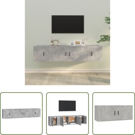 vidaXL Madera contrachapada -  Set de muebles de TV 3 pzas madera contrachapada gris hormigón