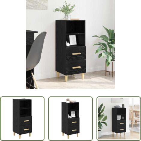 vidaXL Madera contrachapada -  Vitrina Roble negro 34 x 34.5 x 90 cm Madera contrachapada
