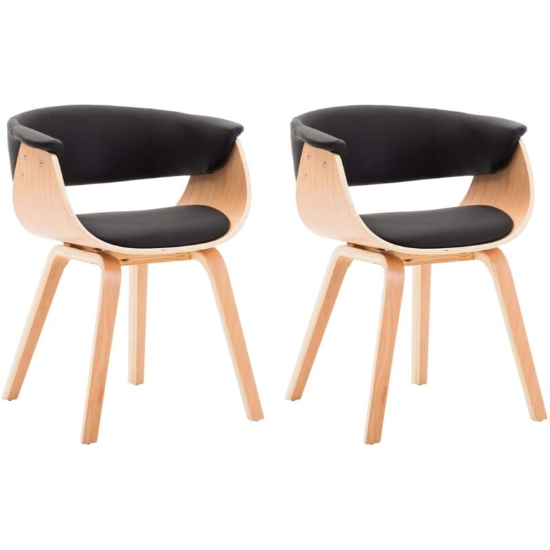 

Madera Curvada Silla de Comedor de Cuero Sintético 2 Unidades Negro - Negro - Vidaxl