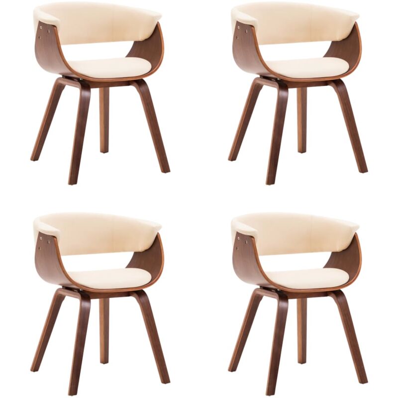 

Madera Curvada Silla de Comedor de Cuero Sintético 4 Unidades Marrón - Crema - Vidaxl