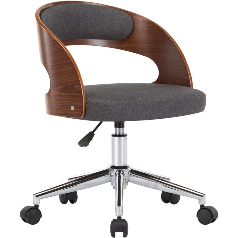 

vidaXL Madera Curvada Silla de Oficina Giratoria Tela Gris - Gris