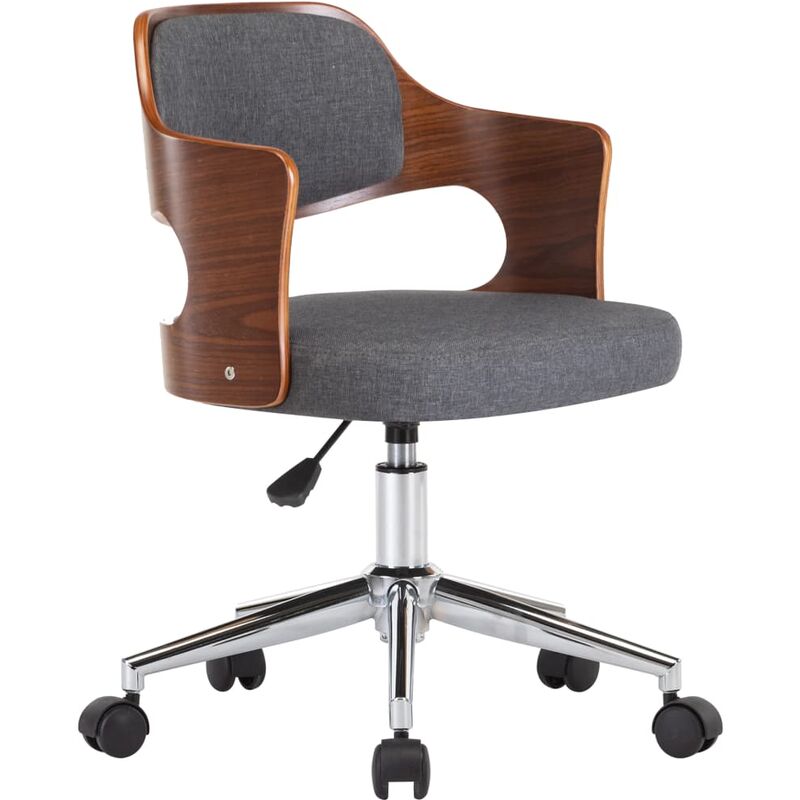 

vidaXL Madera Curvada Silla de Oficina Giratoria Tela Gris - Gris