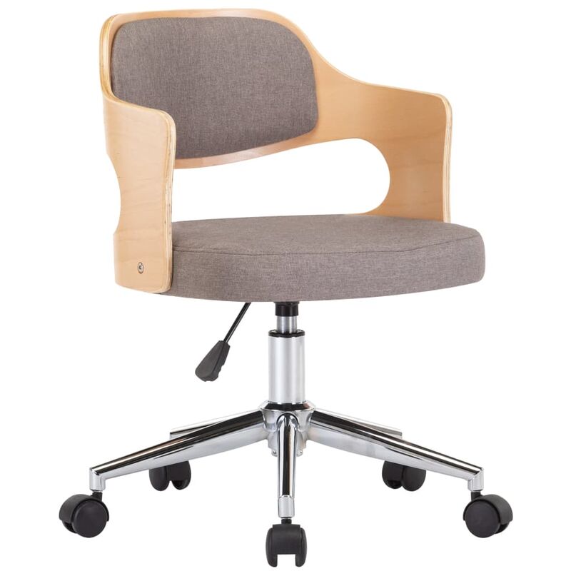 

vidaXL Madera Curvada Silla de Oficina Giratoria Tela Gris Taupe - Gris Topo
