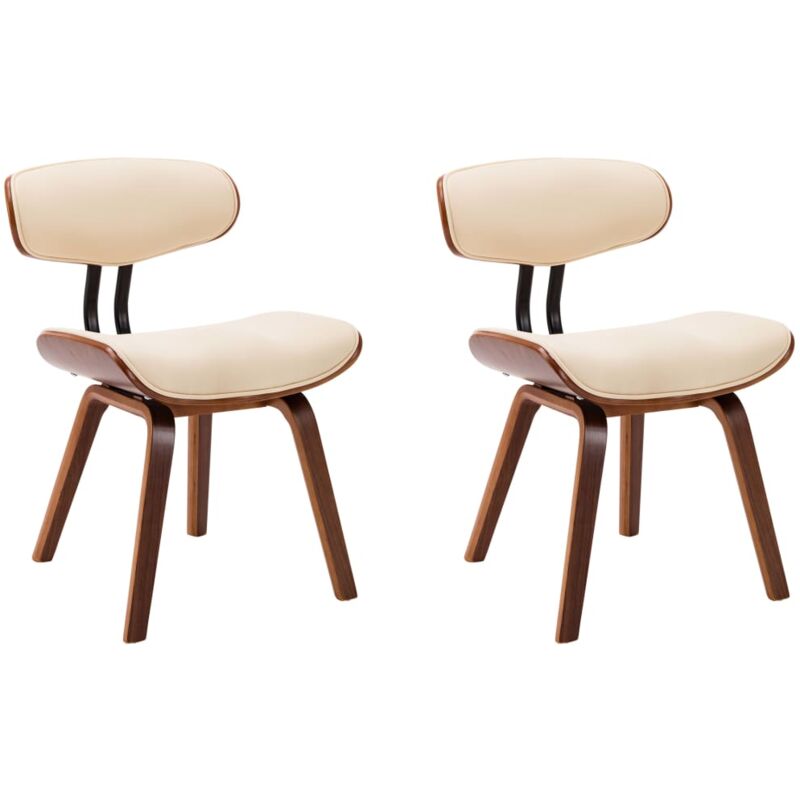 

vidaXL Madera Curvada Sillas de Comedor 2 Unidades Cuero Sintético Crema - Crema