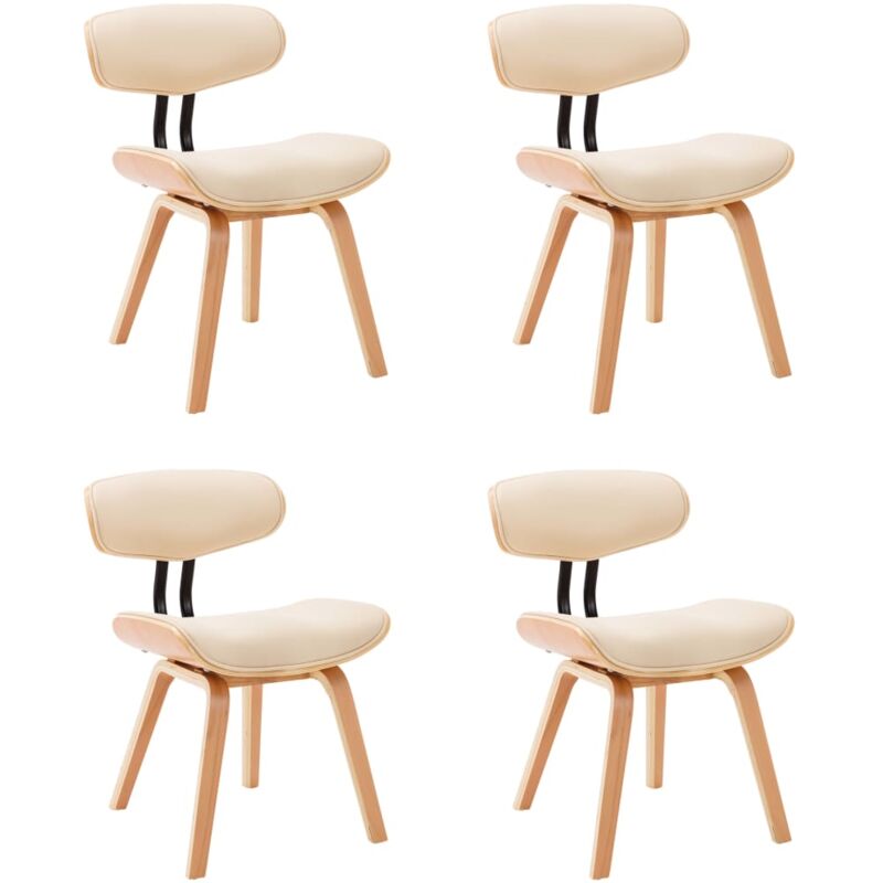 

vidaXL Madera Curvada Sillas de Comedor 4 Unidades Cuero Sintético Crema - Crema