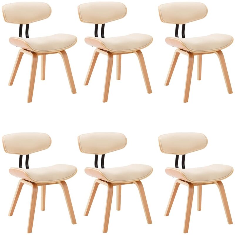 

Madera Curvada Sillas de Comedor 6 Unidades Cuero Sintético Crema - Crema - Vidaxl