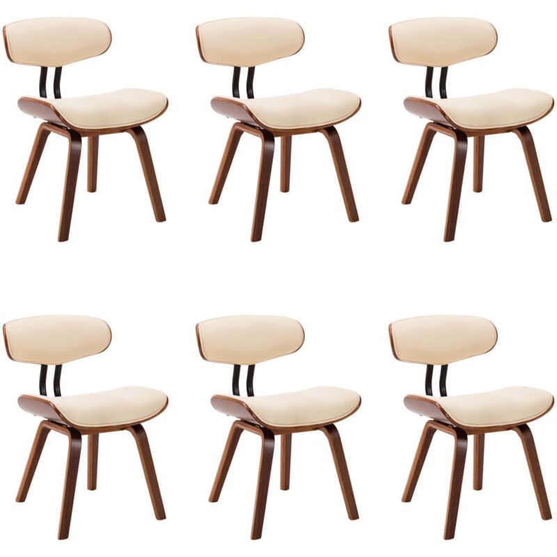 

Madera Curvada Sillas de Comedor 6 Unidades Cuero Sintético Marrón - Crema - Vidaxl