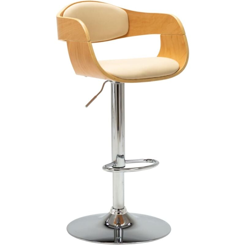 

vidaXL Madera Curvada Taburete de Cocina de Cuero Sintético Natural - Crema