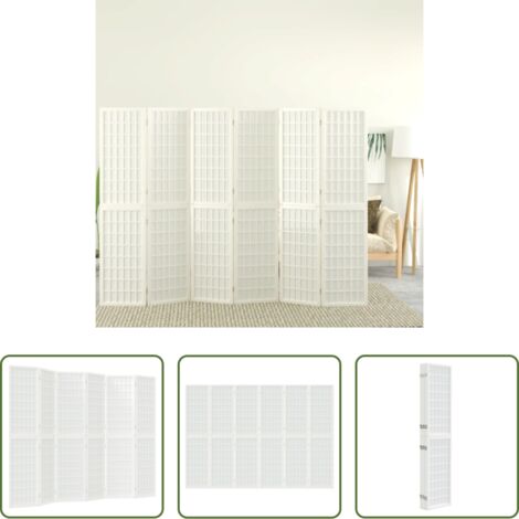 vidaXL Madera de abeto -  Biombo plegable con 6 paneles estilo japonés blanco 240x170 cm