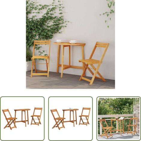 vidaXL Madera de acacia -  Conjunto bistro 3 pcs Aceite Natural Madera de Acacia Sólida