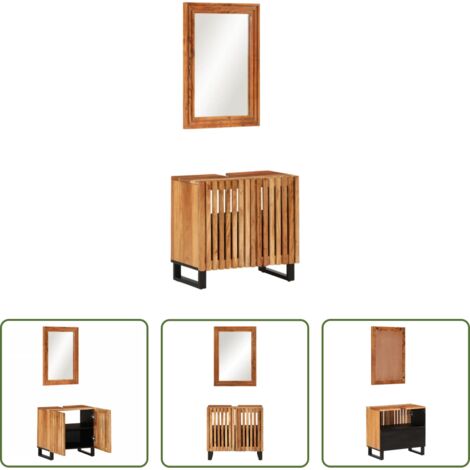vidaXL Madera de acacia -  Conjunto de muebles de baño 2 piezas madera maciza de acacia