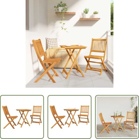 vidaXL Madera de acacia -  Juego Bistro de Jardín 3 pcs Marrón Madera de Acacia Sólida