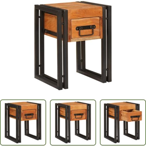 vidaXL Madera de acacia -  Mesa Auxiliar con cajón 30 x 30 x 40 cm Madera de Acacia Sólida