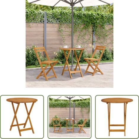 vidaXL Madera de acacia -  Mesa plegable de jardín de madera maciza de acacia 70 cm