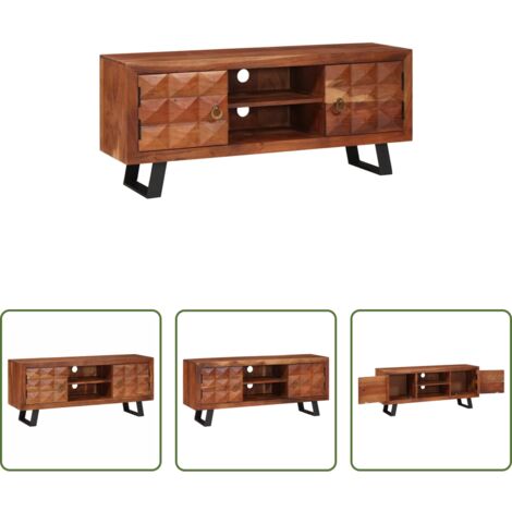 vidaXL Madera de acacia -  Mueble de TV con estante Marrón miel 112 x 30 x 48 cm
