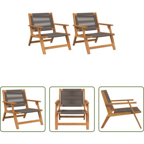 vidaXL Madera de acacia -  Muebles de jardín 2 pcs Gris 67 x 76 x 73 cm