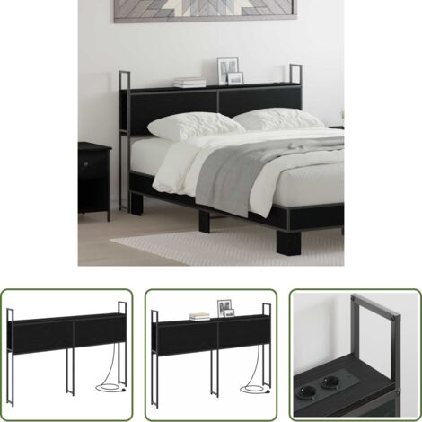 vidaXL Madera de calidad -  Cabecero de Almacenamiento con Estación de Carga Roble negro