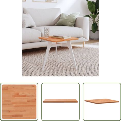 vidaXL Madera de haya -  Tablero de mesa cuadrado de madera maciza de haya 40x40x1,5 cm