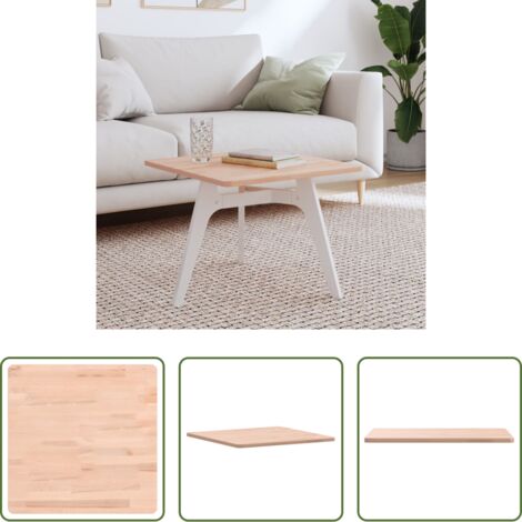 vidaXL Madera de haya -  Tablero de mesa cuadrado de madera maciza de haya 50x50x1,5 cm