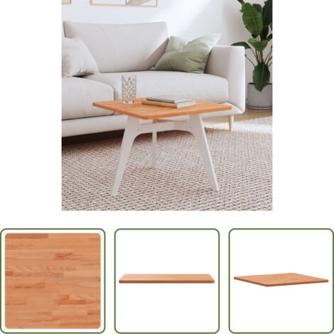vidaXL Madera de haya -  Tablero de mesa cuadrado de madera maciza de haya 50x50x1,5 cm