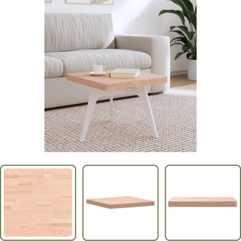 vidaXL Madera de haya -  Tablero de mesa cuadrado de madera maciza de haya 50x50x4 cm