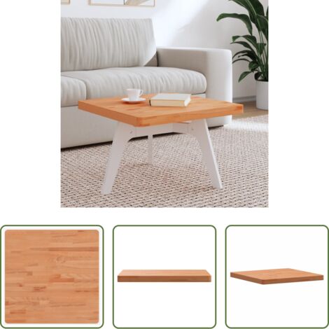 vidaXL Madera de haya -  Tablero de mesa cuadrado de madera maciza de haya 60x60x4 cm