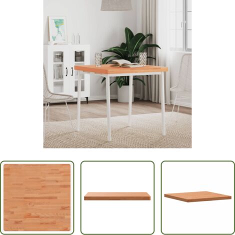vidaXL Madera de haya -  Tablero de mesa cuadrado de madera maciza de haya 70x70x4 cm