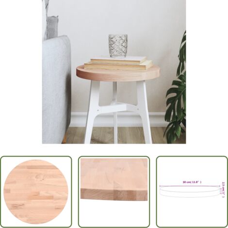 vidaXL Madera de haya -  Tablero redondo de madera maciza de haya Ø30x2,5 cm